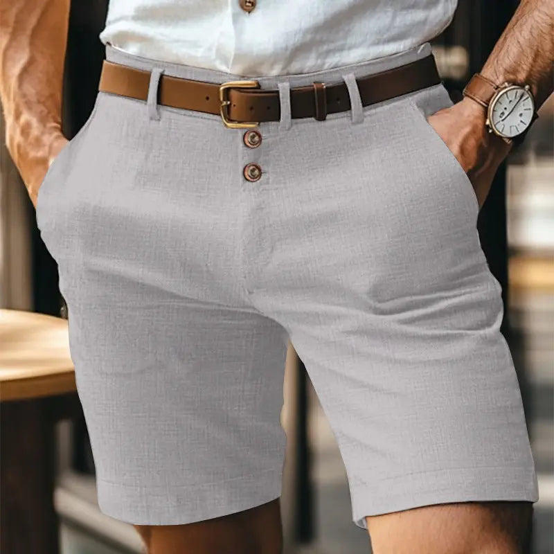 Men's Linen Summer Solid Color Buttons Casual Daily  Pre2brand Light-Gray-XL