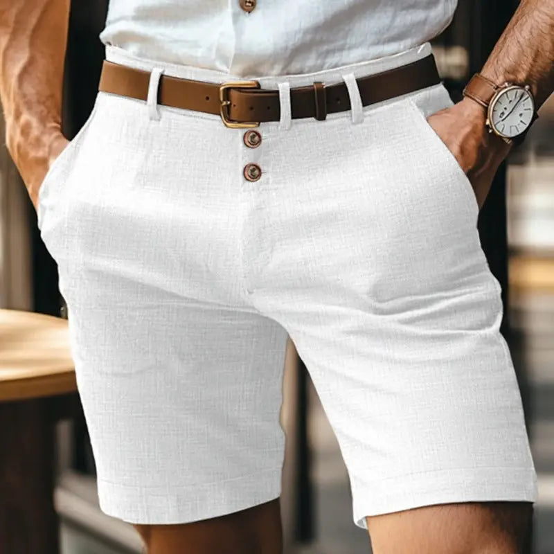 Men's Linen Summer Solid Color Buttons Casual Daily  Pre2brand White-XL
