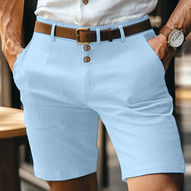 Men's Linen Summer Solid Color Buttons Casual Daily  Pre2brand Light-blue-XL