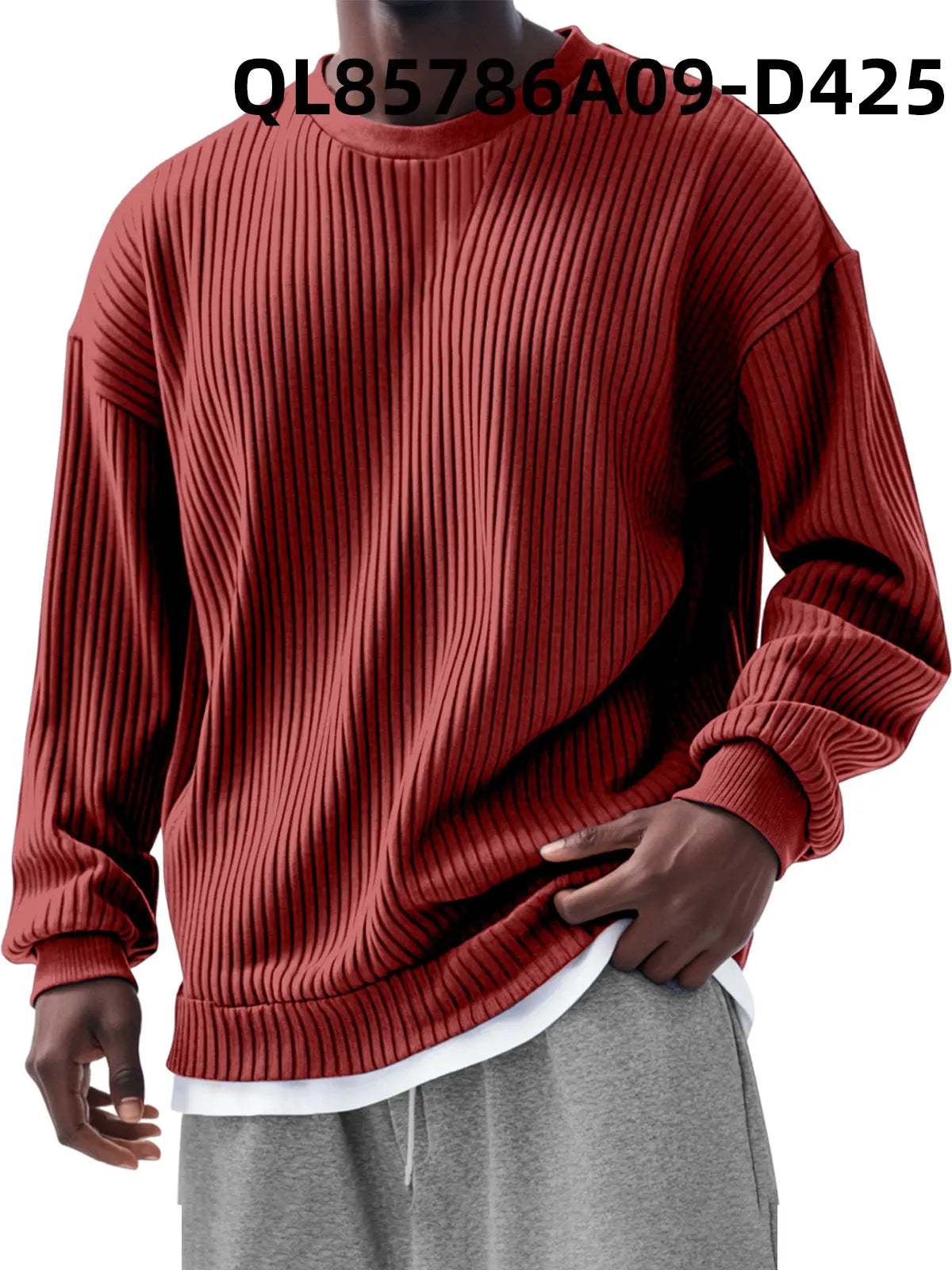 Men's Loose Trendy Long Sleeve Round Neck Top  Pre2brand 2-Models-4XL