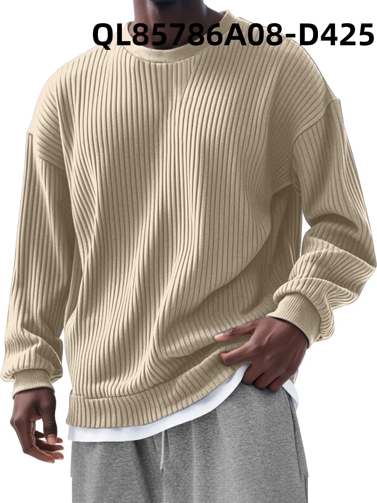Men's Loose Trendy Long Sleeve Round Neck Top  Pre2brand 3-Models-4XL