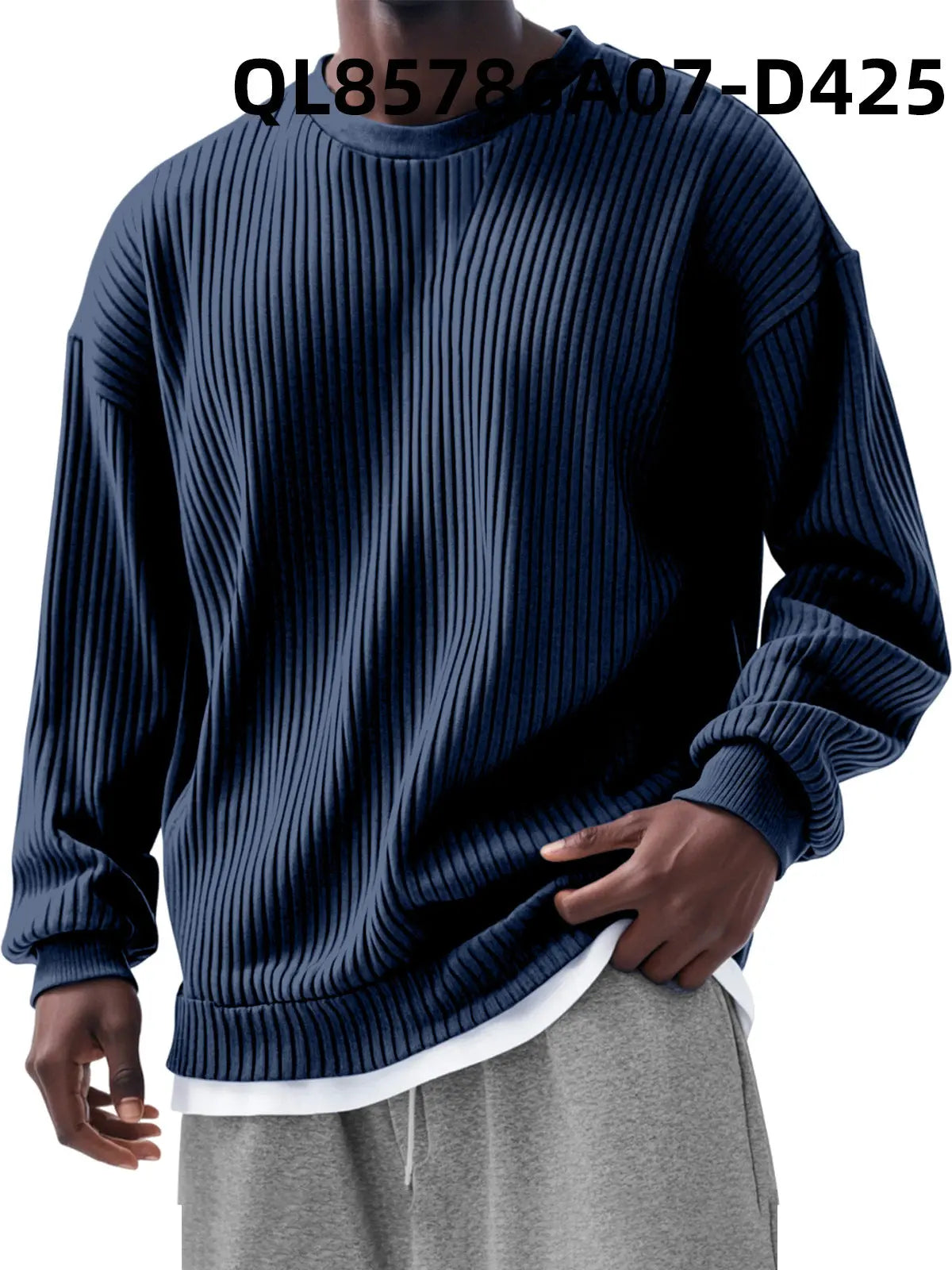 Men's Loose Trendy Long Sleeve Round Neck Top  Pre2brand 4-Models-4XL
