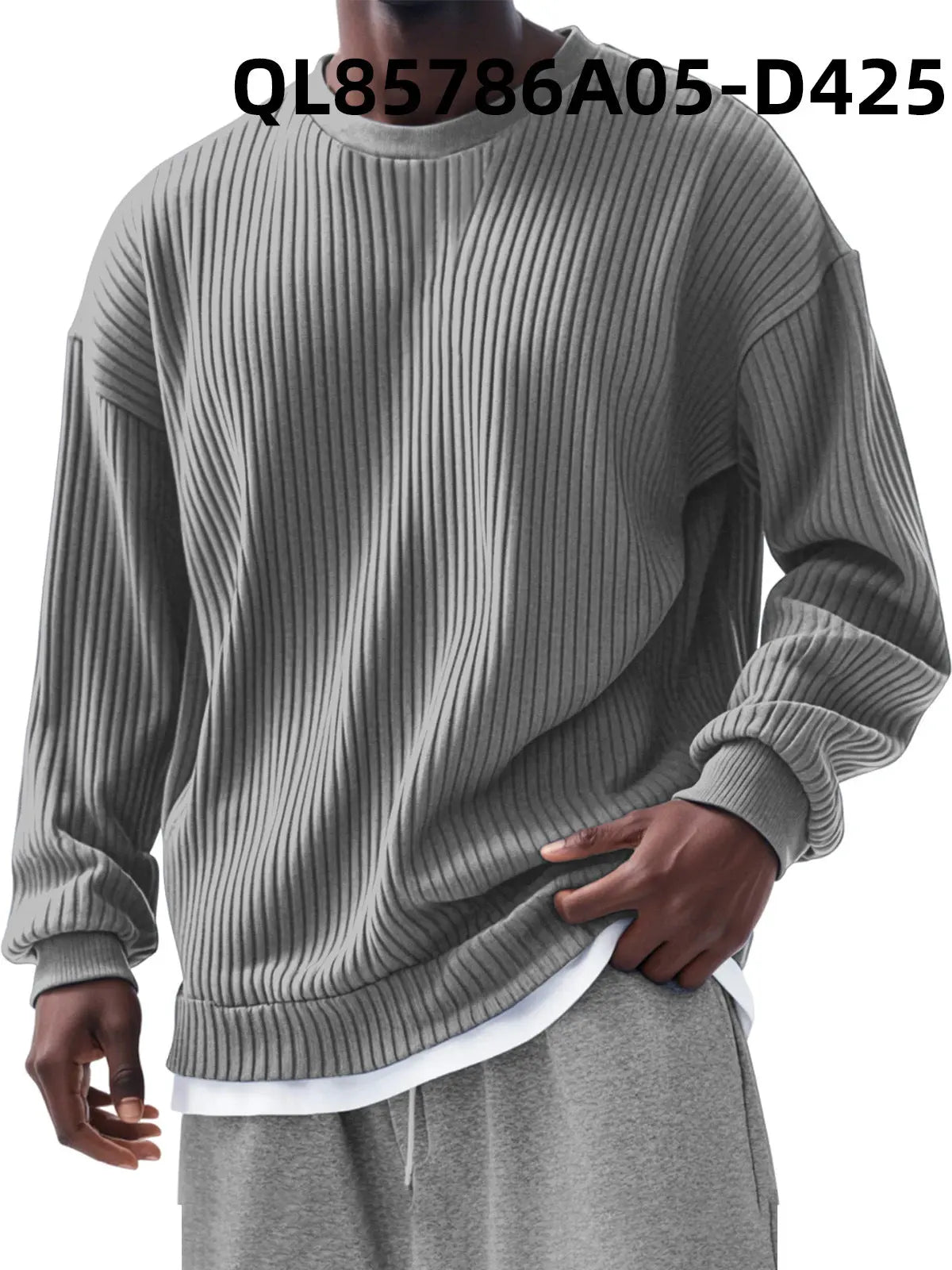 Men's Loose Trendy Long Sleeve Round Neck Top  Pre2brand 6-Models-4XL