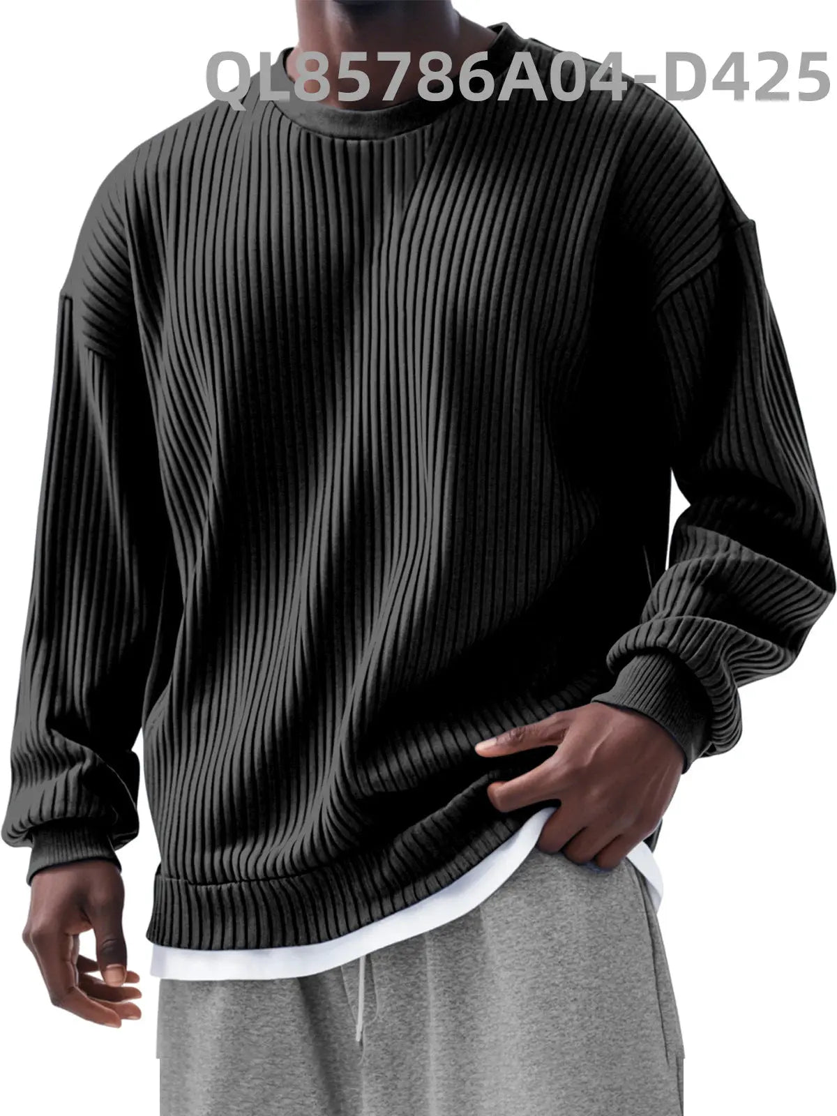 Men's Loose Trendy Long Sleeve Round Neck Top  Pre2brand 7-Models-4XL