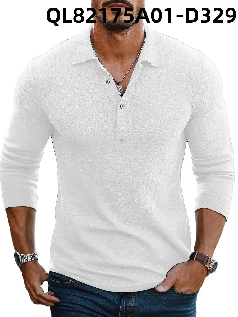 Men's Loose Trendy Short Sleeve Lapel Shirt  Pre2brand 4-Models-D329-White-Line-5XL