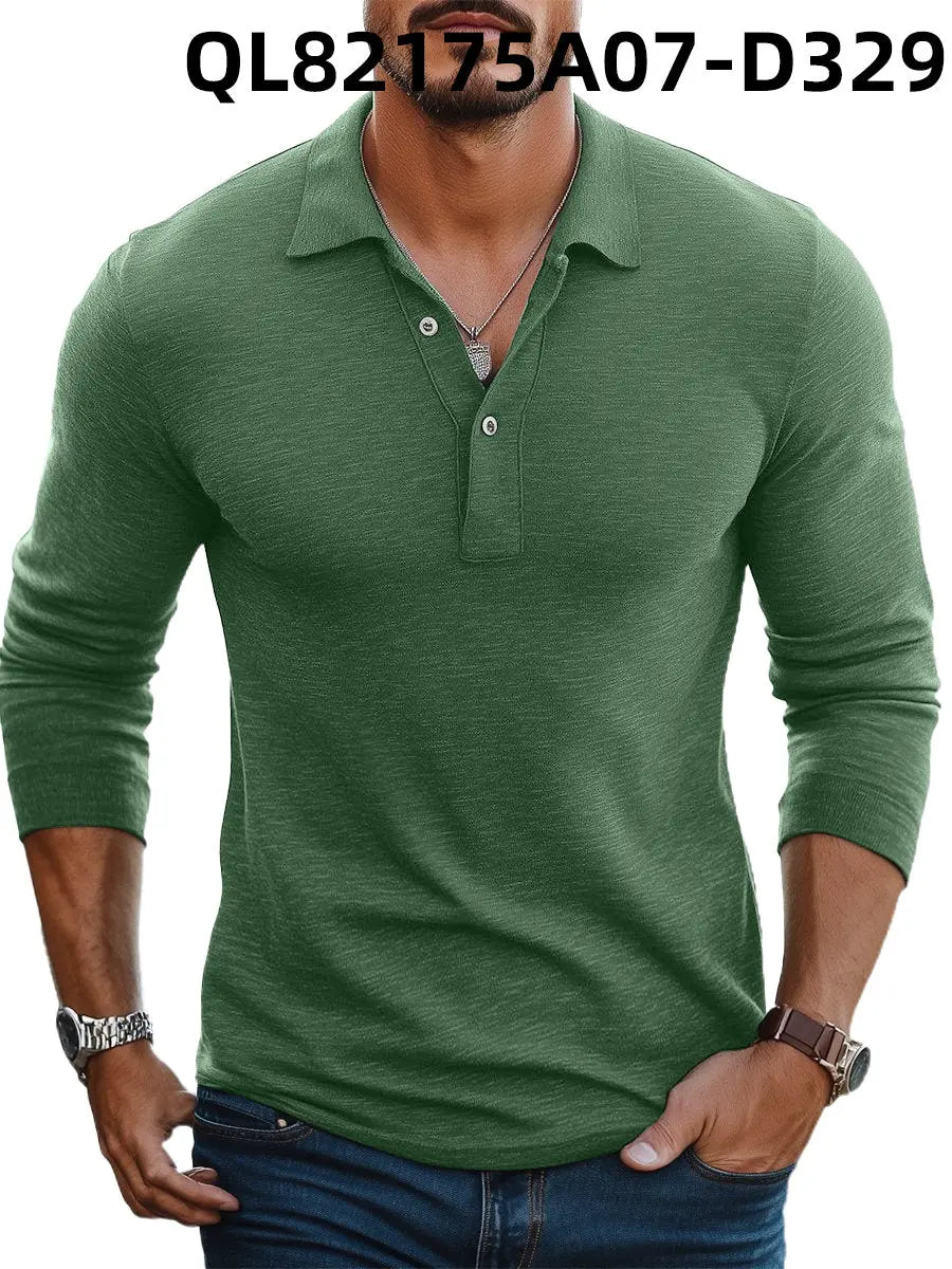 Men's Loose Trendy Short Sleeve Lapel Shirt  Pre2brand 5-Models-D329-Green-Line-5XL