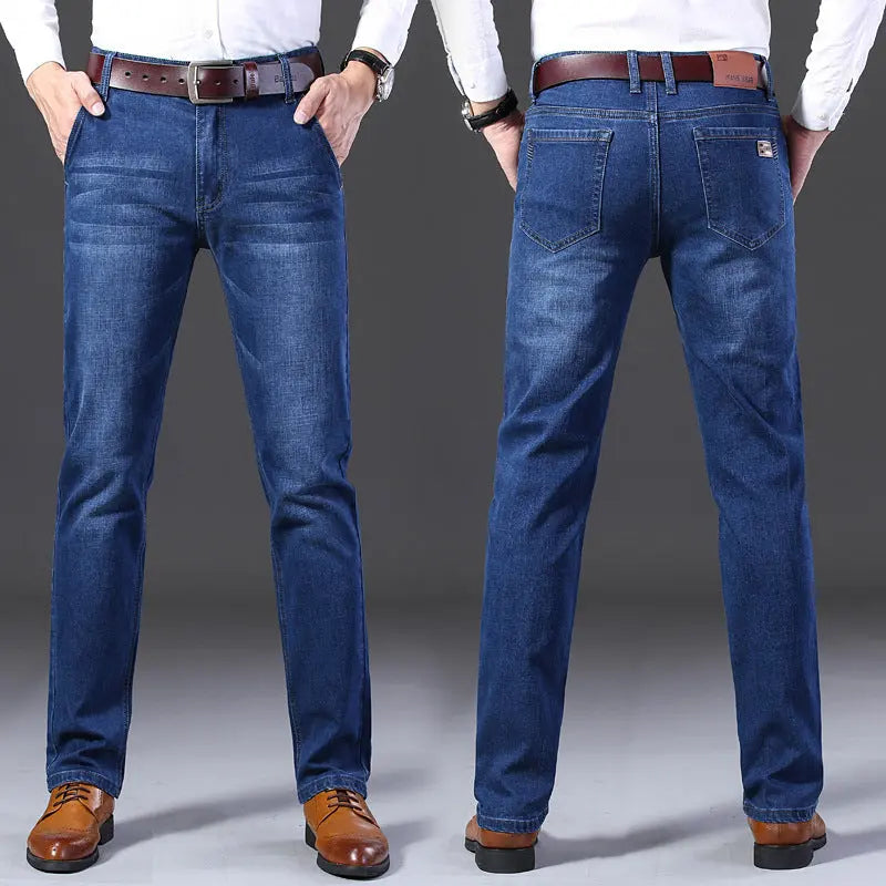 Men's Mid-waist Fashion Straight Slim Jeans  Pre2brand 8853-Blue-Stretch-38