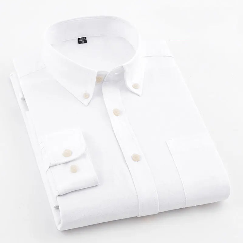 Men's Oxford Pure Color Slim Shirt For Young And Middle-aged People  Pre2brand