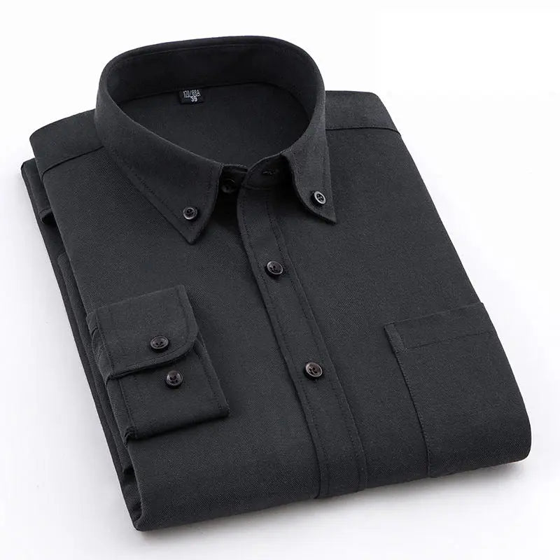 Men's Oxford Pure Color Slim Shirt For Young And Middle-aged People  Pre2brand