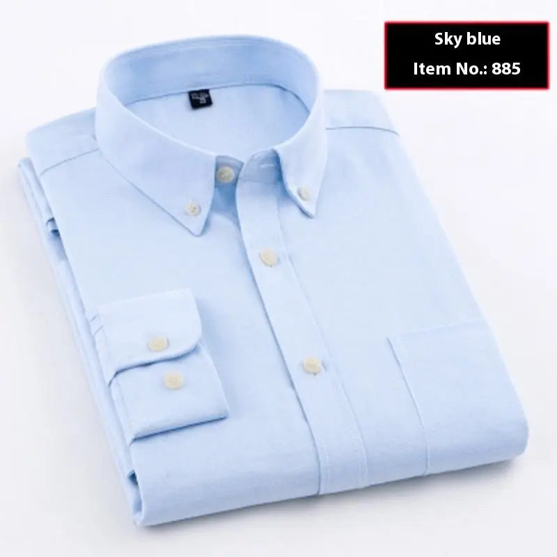 Men's Oxford Pure Color Slim Shirt For Young And Middle-aged People  Pre2brand