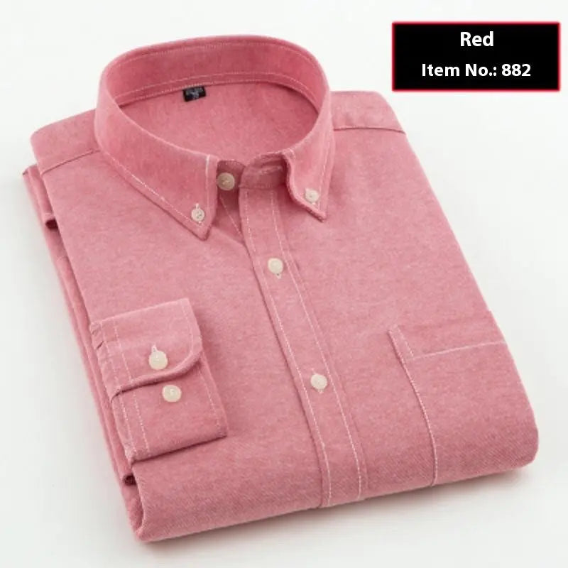 Men's Oxford Pure Color Slim Shirt For Young And Middle-aged People  Pre2brand
