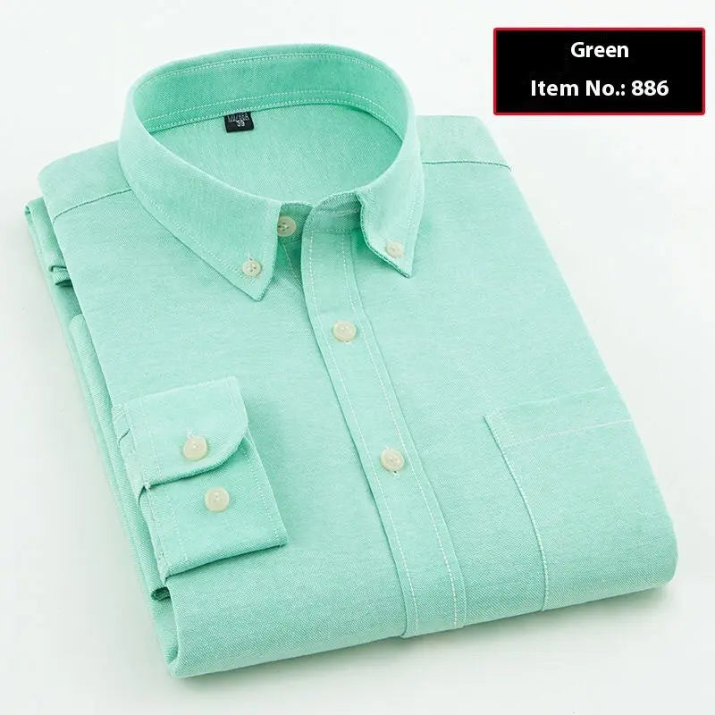Men's Oxford Pure Color Slim Shirt For Young And Middle-aged People  Pre2brand