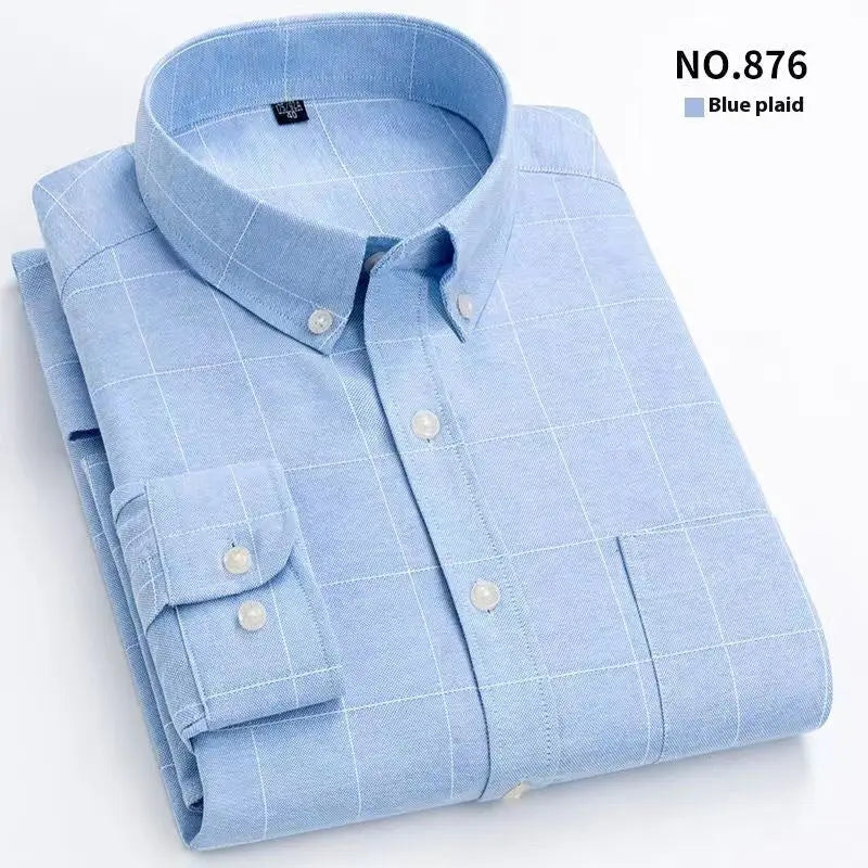 Men's Oxford Pure Color Slim Shirt For Young And Middle-aged People  Pre2brand