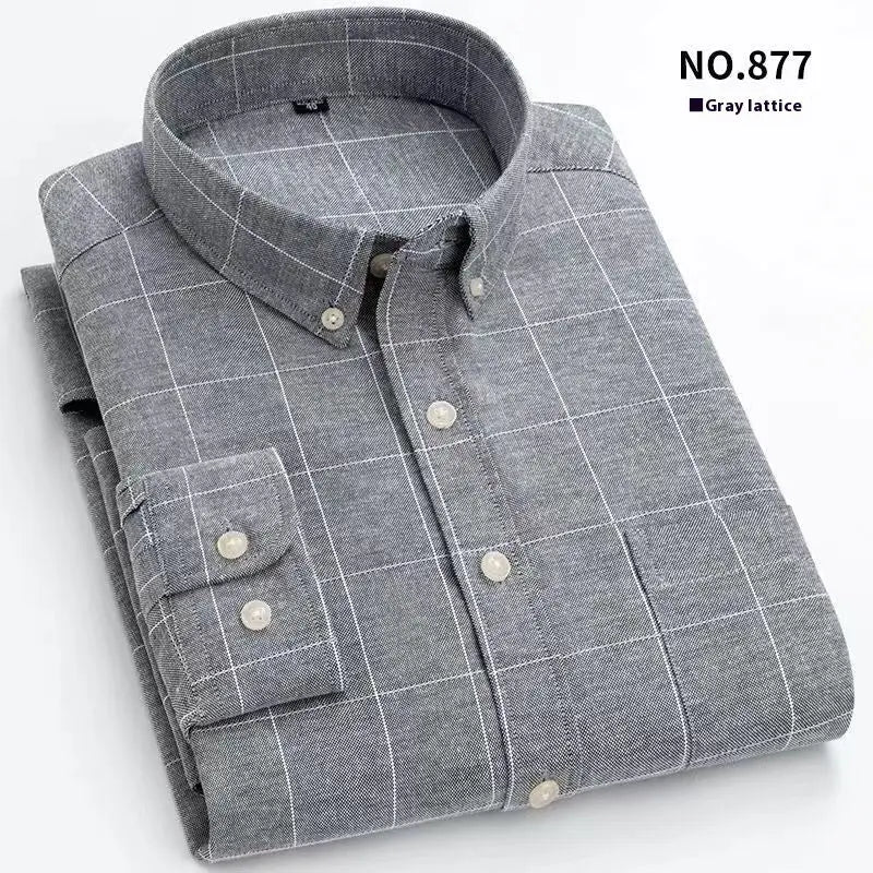 Men's Oxford Pure Color Slim Shirt For Young And Middle-aged People  Pre2brand