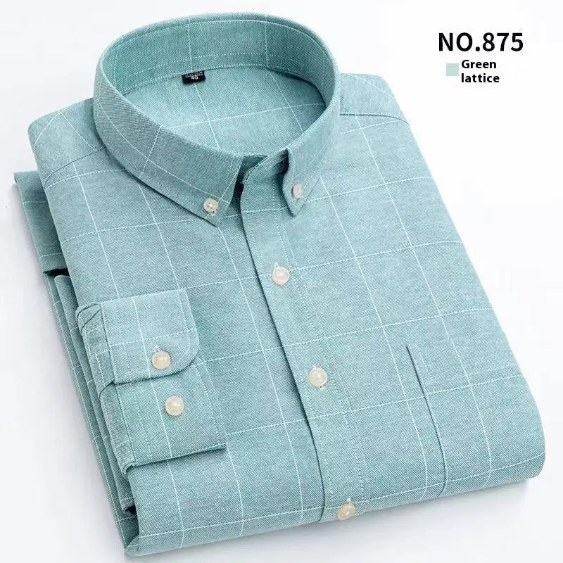 Men's Oxford Pure Color Slim Shirt For Young And Middle-aged People  Pre2brand