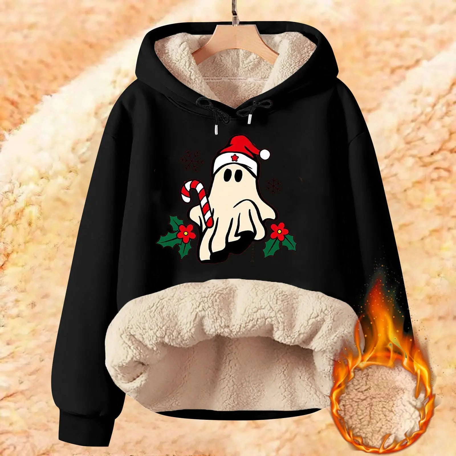 Men's Plus Size Loose Thermal Hooded Sweatshirt  Pre2brand Black-5XL