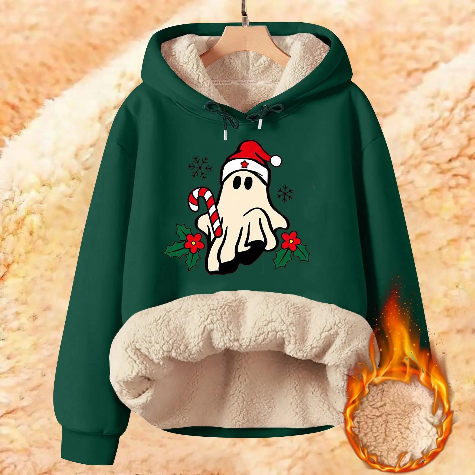 Men's Plus Size Loose Thermal Hooded Sweatshirt  Pre2brand Green-5XL