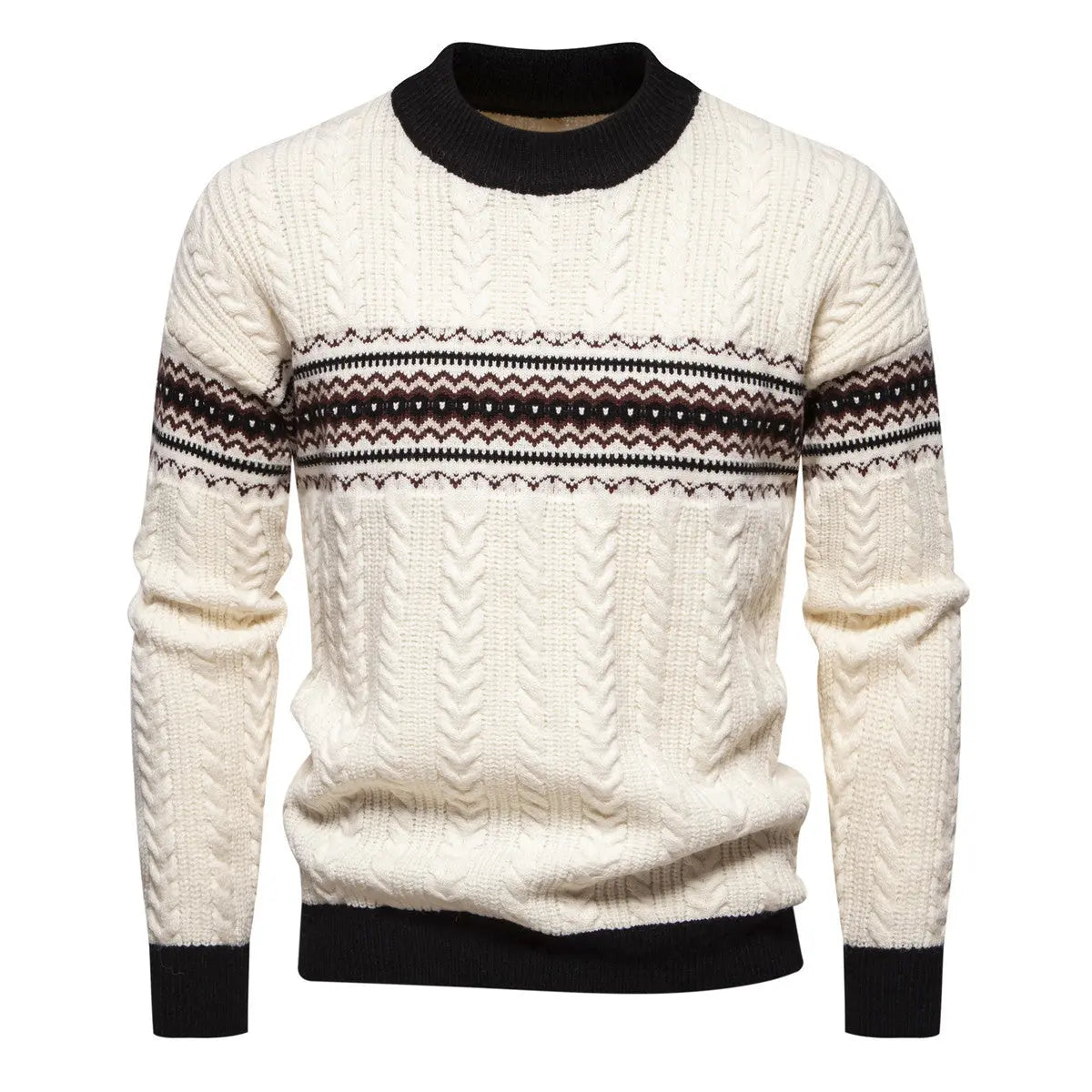 Men's Round Neck Pullover Print Casual Sweater  Pre2brand