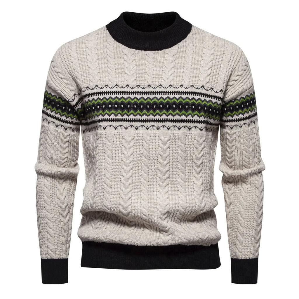 Men's Round Neck Pullover Print Casual Sweater  Pre2brand