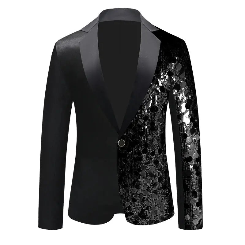 Men's Sequined Suit Jacket Dance Dress  Pre2brand Black-Wilhelmy-US-50