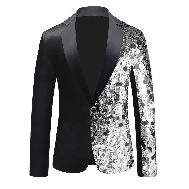 Men's Sequined Suit Jacket Dance Dress  Pre2brand Silver-White-Wilhelmy-US-50