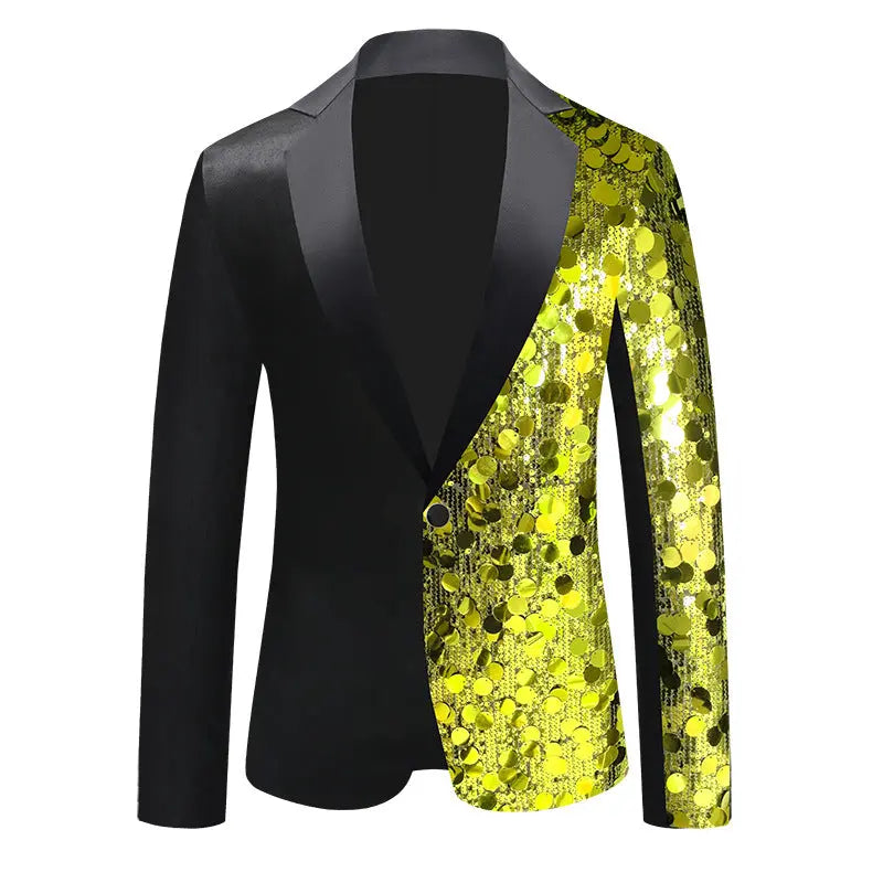 Men's Sequined Suit Jacket Dance Dress  Pre2brand Fluorescent-Yellow-Wilhelmy-US-50