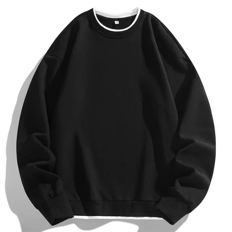 Men's Simple Casual Loose Round Neck Sweater  Pre2brand Black-4XL