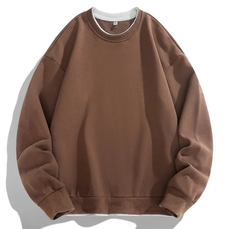 Men's Simple Casual Loose Round Neck Sweater  Pre2brand Brown-4XL
