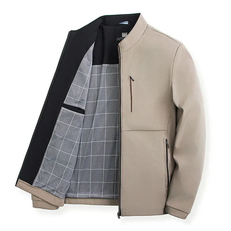 Men's Solid Color Jacket High-grade Trendy Casual  Pre2brand Khaki-4XL