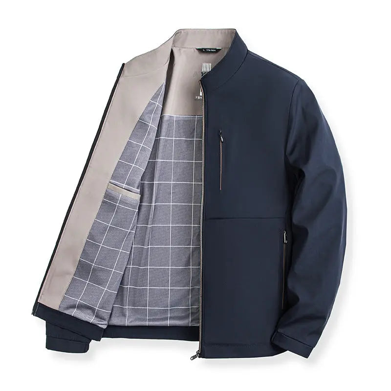 Men's Solid Color Jacket High-grade Trendy Casual  Pre2brand Navy-Blue-4XL