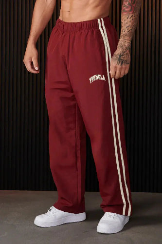 Men's Sports Pants Pairs Of Stitching Printing Leisure  Pre2brand Wine-Red-XXL