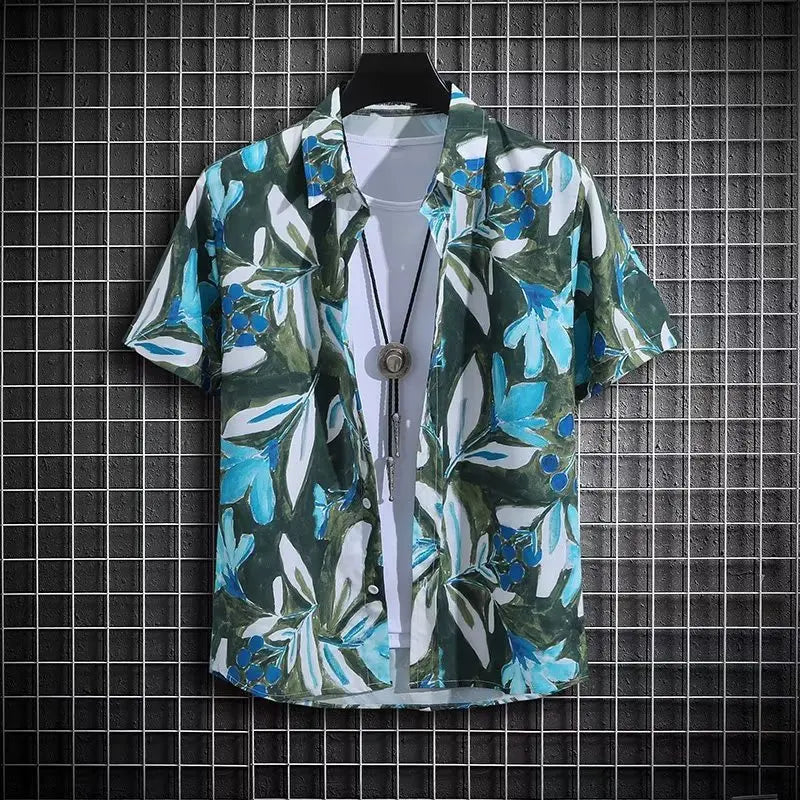 Men's Summer Niche Design Loose Plus Size Casual Shirt  Pre2brand Green-5XL