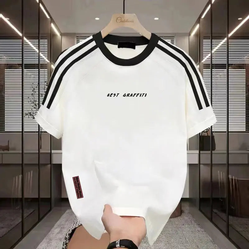 Men's Summer Thin Heavy Cotton Short Sleeve  Pre2brand White-3XL