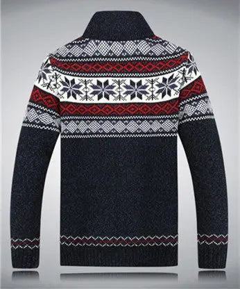 Men's Sweater Warm Velvet Sweatercoat Winter Wool Cardigan Male Casual Thicken Warm Fleece Christmas Sweater For Man - Pre2brand