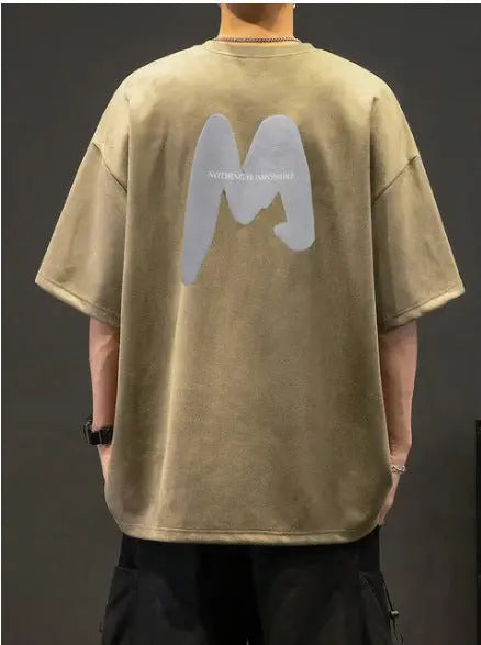 Men's Vintage Foam Printing Round Neck Casual Short Sleeve  Pre2brand TY4262-6XL