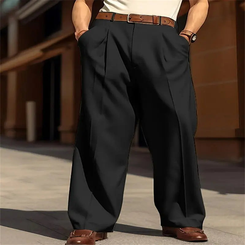 Men's Wide Leg Leisure Front Pocket Straight Daily Street Pants  Pre2brand