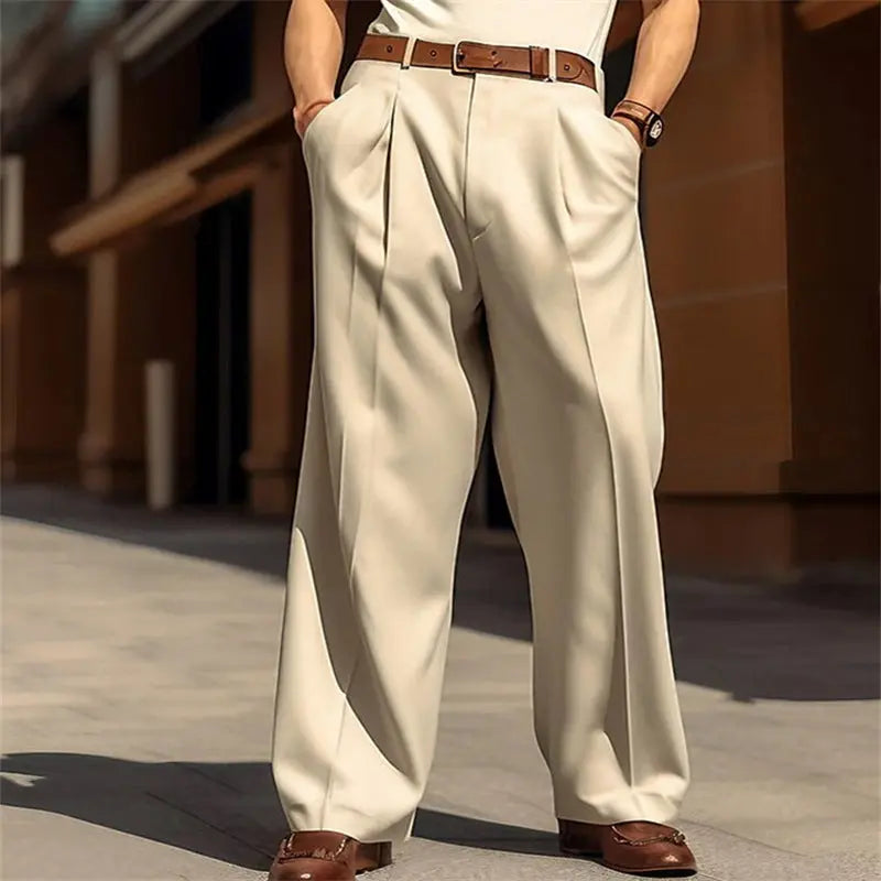 Men's Wide Leg Leisure Front Pocket Straight Daily Street Pants  Pre2brand