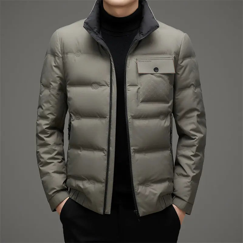 Men's Winter Stand Collar Short Thickened Warm Outdoor Down Jacket  Pre2brand