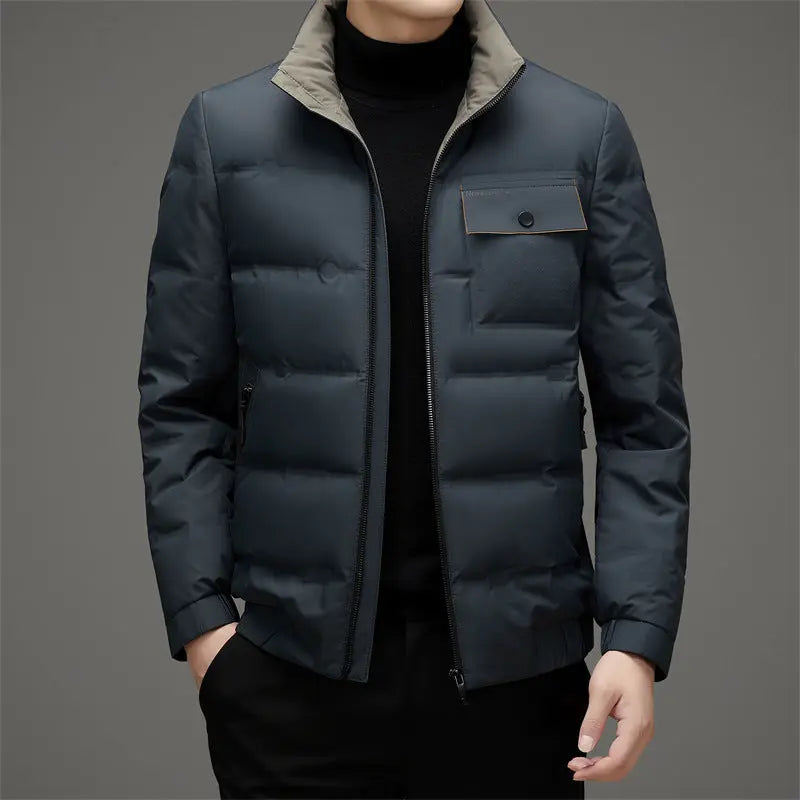 Men's Winter Stand Collar Short Thickened Warm Outdoor Down Jacket  Pre2brand