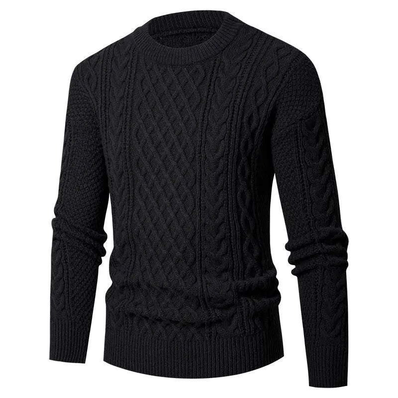 Men's Young And Middle-aged Thickened Solid Color Round Neck - Pre2brand