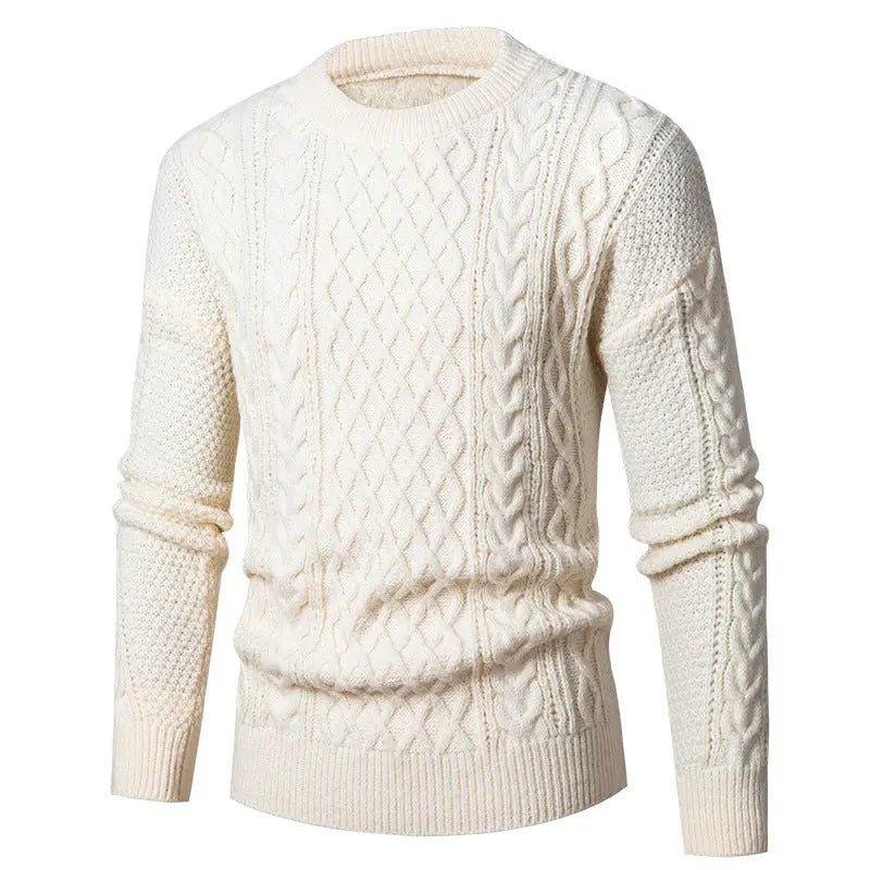 Men's Young And Middle-aged Thickened Solid Color Round Neck - Pre2brand