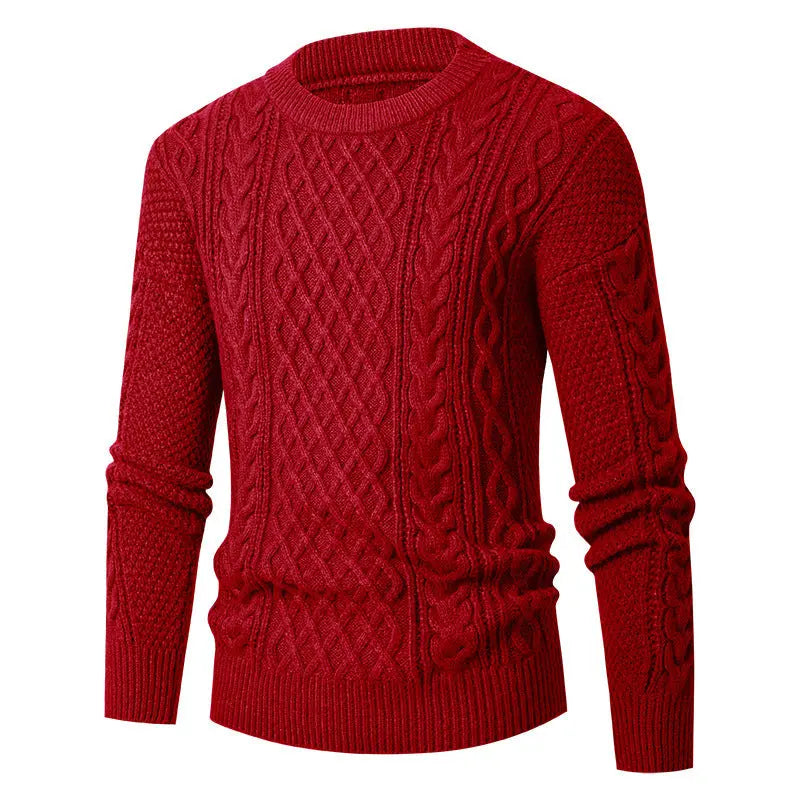 Men's Young And Middle-aged Thickened Solid Color Round Neck - Pre2brand