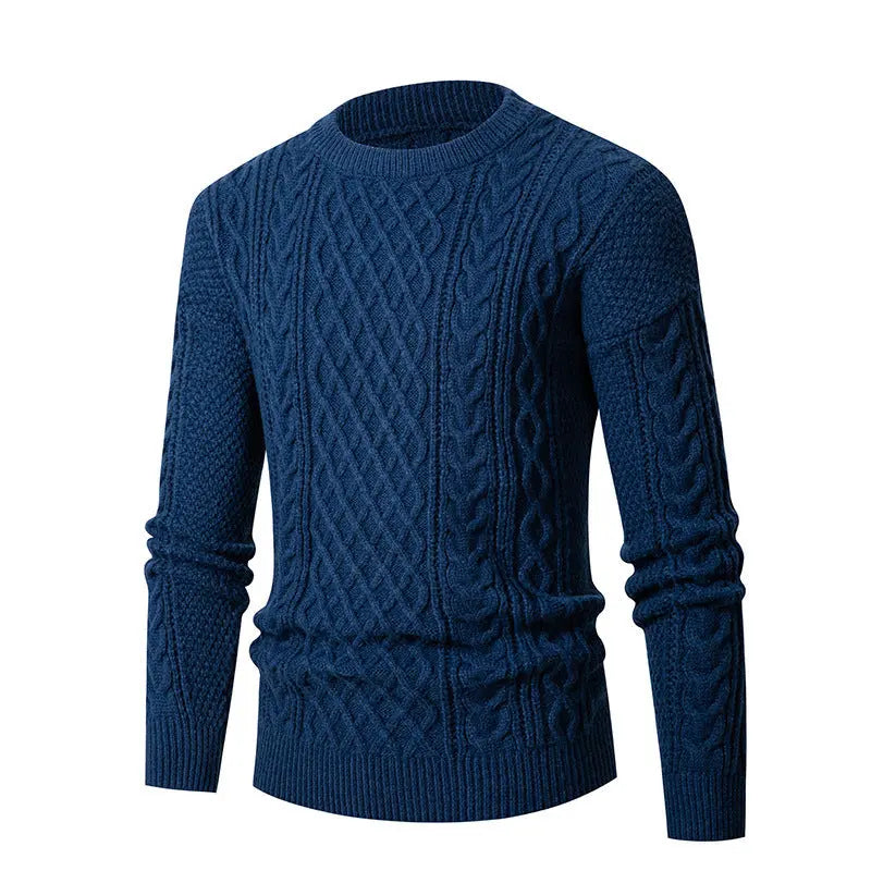 Men's Young And Middle-aged Thickened Solid Color Round Neck - Pre2brand