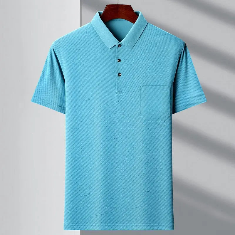Men's Youth Polo Collar Stripes Real Pocket T-shirt Polo Shirt  Pre2brand 1720-Green-4XL