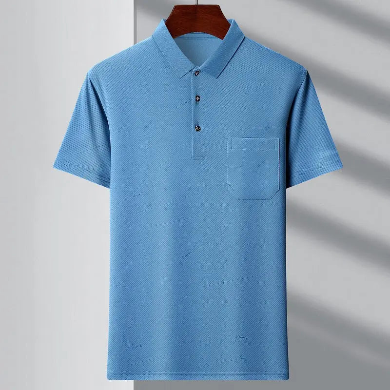 Men's Youth Polo Collar Stripes Real Pocket T-shirt Polo Shirt  Pre2brand 1720-Blue-4XL