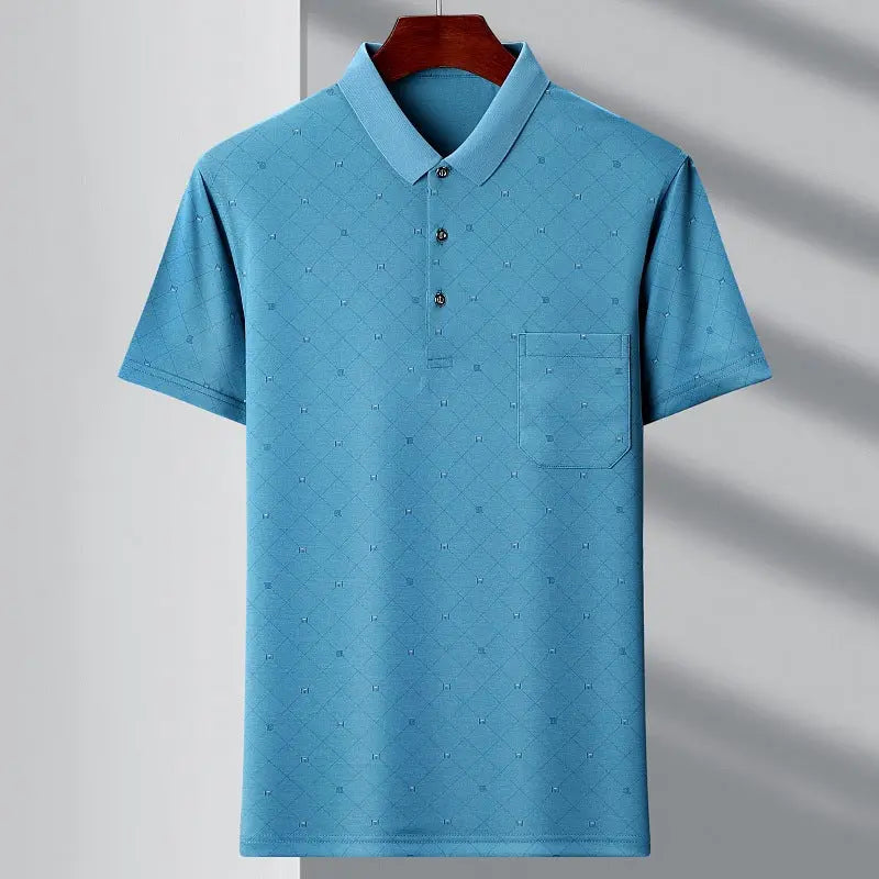 Men's Youth Polo Collar Stripes Real Pocket T-shirt Polo Shirt  Pre2brand 1719-Green-4XL