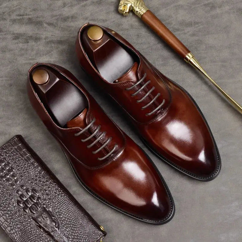 Mens Formal Shoes Genuine Leather Oxford Shoes For Men Italian 2020 Dress Shoes Wedding Laces Leather Business Shoes 869 - Pre2brand