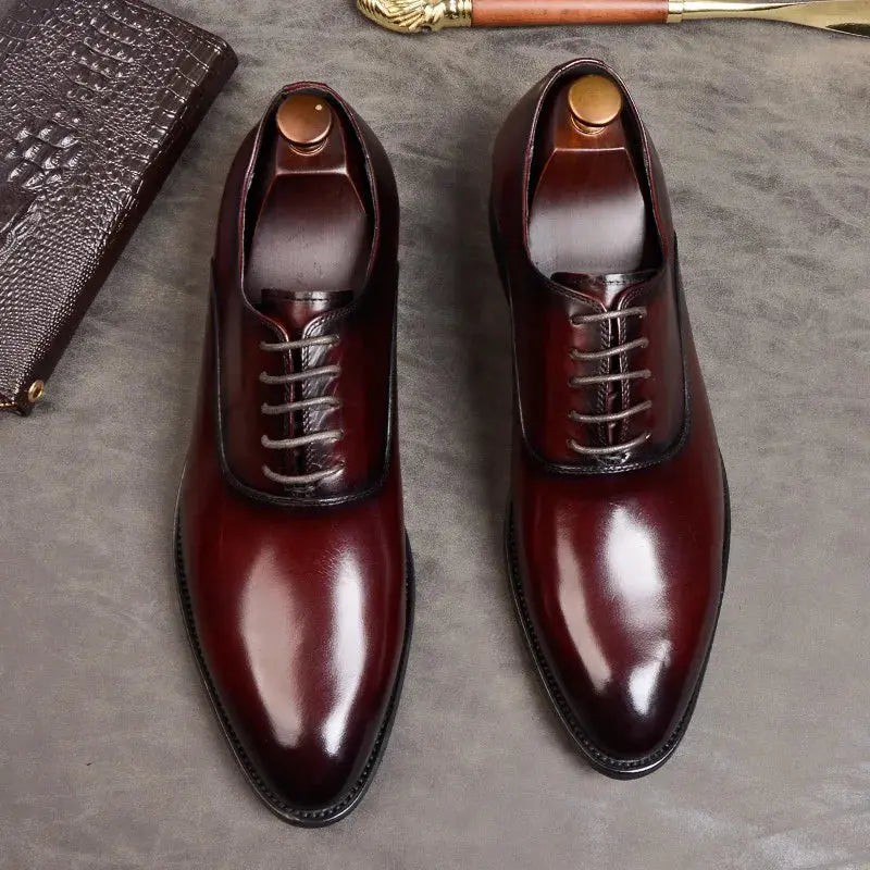Mens Formal Shoes Genuine Leather Oxford Shoes For Men Italian 2020 Dress Shoes Wedding Laces Leather Business Shoes 869 - Pre2brand