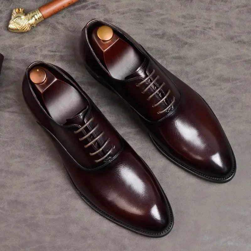 Mens Formal Shoes Genuine Leather Oxford Shoes For Men Italian 2020 Dress Shoes Wedding Laces Leather Business Shoes 869 - Pre2brand