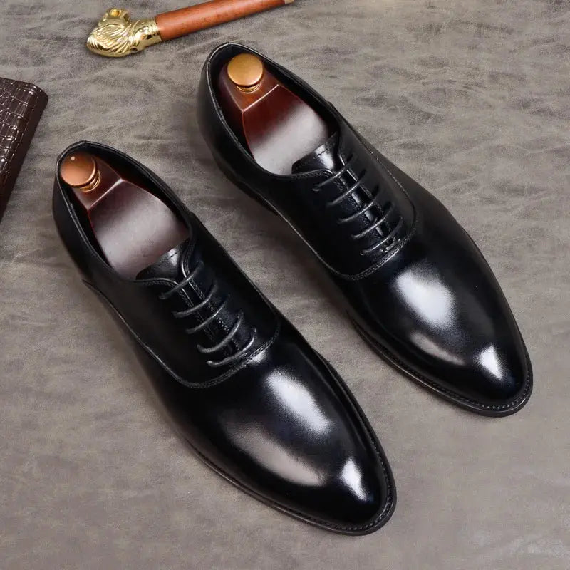 Mens Formal Shoes Genuine Leather Oxford Shoes For Men Italian 2020 Dress Shoes Wedding Laces Leather Business Shoes 869 - Pre2brand